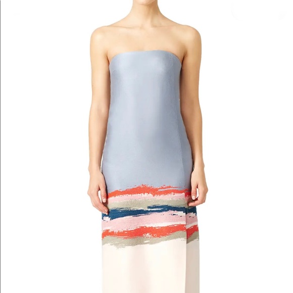 Rare Tory Burch Painterly Jacquard Strapless Gown Dress - Picture 2 of 12